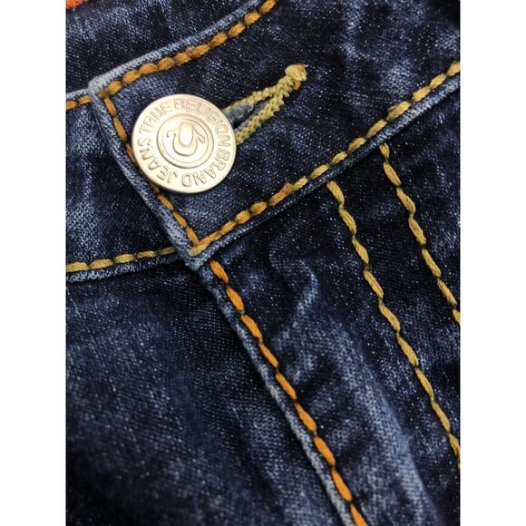 True Religion World Tour Legging Blue Jeans Womens 30 Thick Stitch Multi Color - Picture 10 of 10